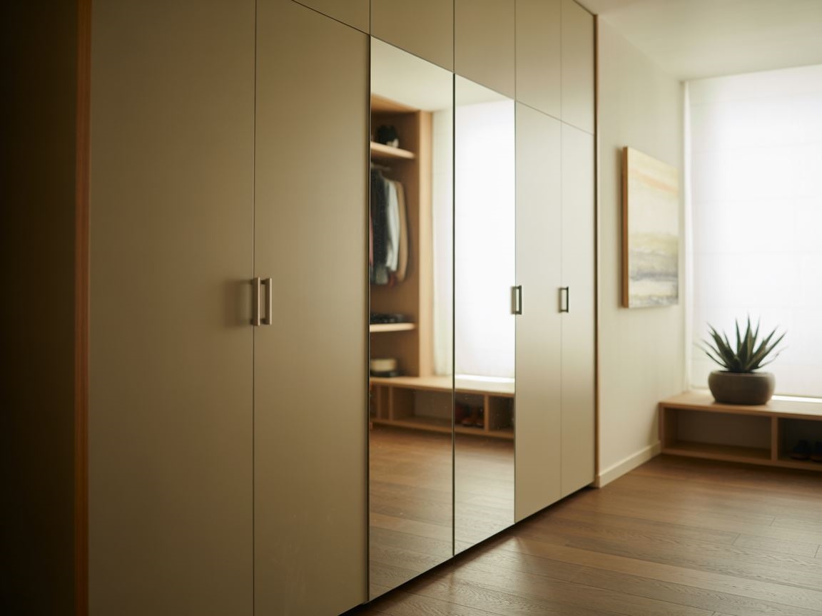 przedpokój z dużym lustrem